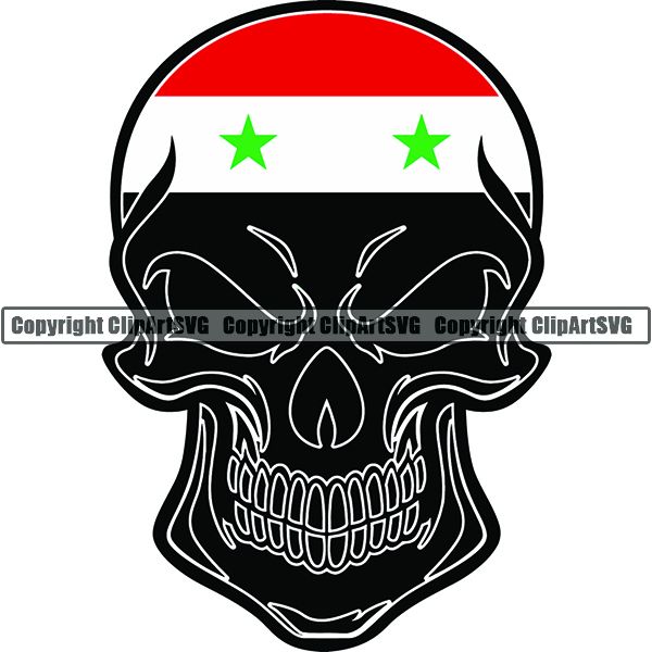 Country Flag Skull Syria ClipArt SVG