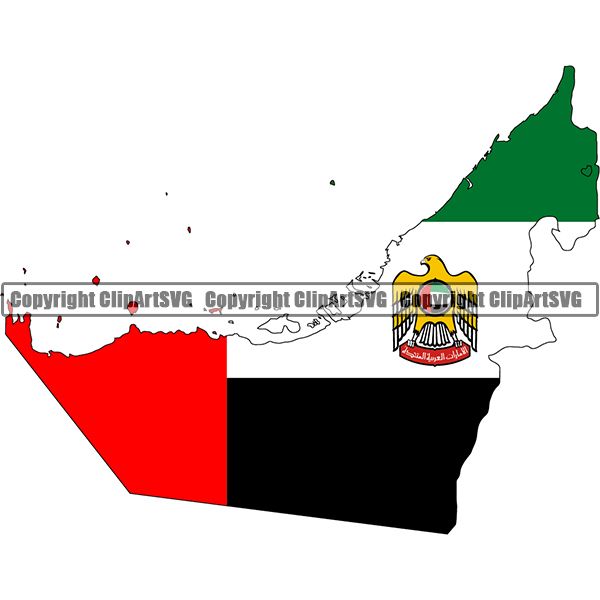 Country Flag Map United Arab Emirates With Emblem ClipArt SVG