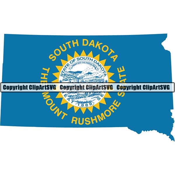 State Flag Map South Dakota ClipArt SVG