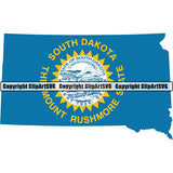 State Flag Map South Dakota ClipArt SVG