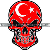 Country Flag Skull Turkey ClipArt SVG