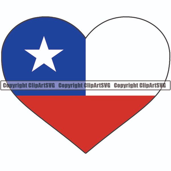 Country Flag Heart Chile ClipArt SVG