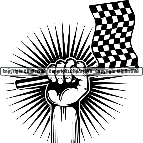 Sports Car Racing Hand Sunburst ClipArt SVG