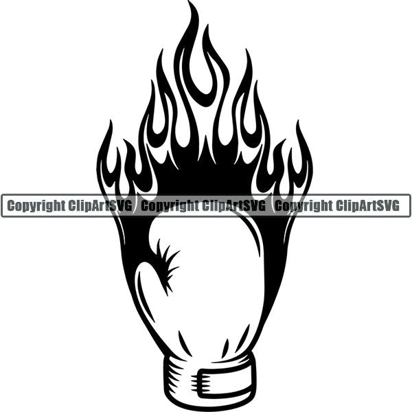 Sports Boxing Boxer MMA Fighter Fire ClipArt SVG