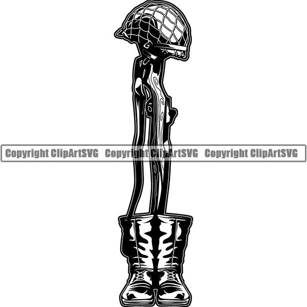Military Weapon Soldier Fallen Honoring Dead ClipArt SVG