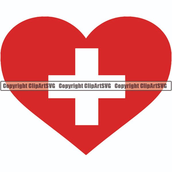 Country Flag Heart Switzerland ClipArt SVG