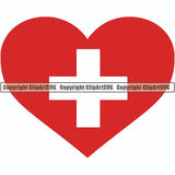 Country Flag Heart Switzerland ClipArt SVG