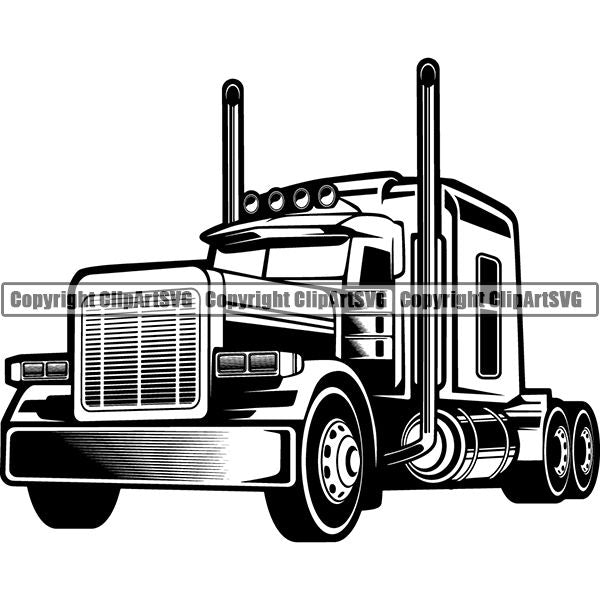 Truck Driver Trucking Trucker Driving Transportation Semi Tractor Trailer Logo ClipArt SVG