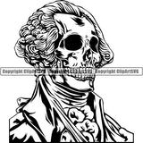 Money Cash Dead President George Washington Skull Head Face Coin Collecting Dollar Sign Design Stack Bank Finance Rich Wealthy Knot Roll Spread 100 Dollar Bill Currency Advertise Marketing Clipart SVG