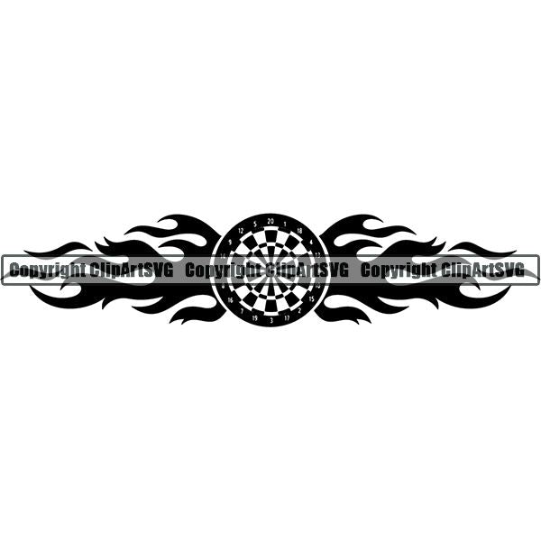 Sports Game Darts Board Flame ClipArt SVG