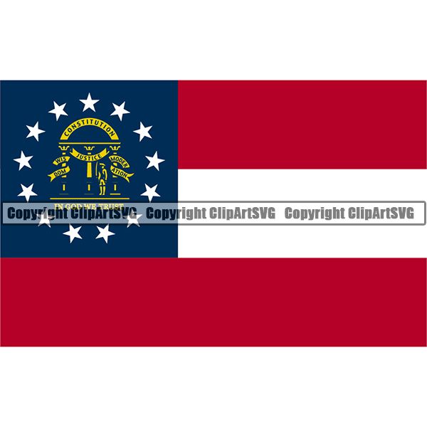 State Flag Square Georgia ClipArt SVG