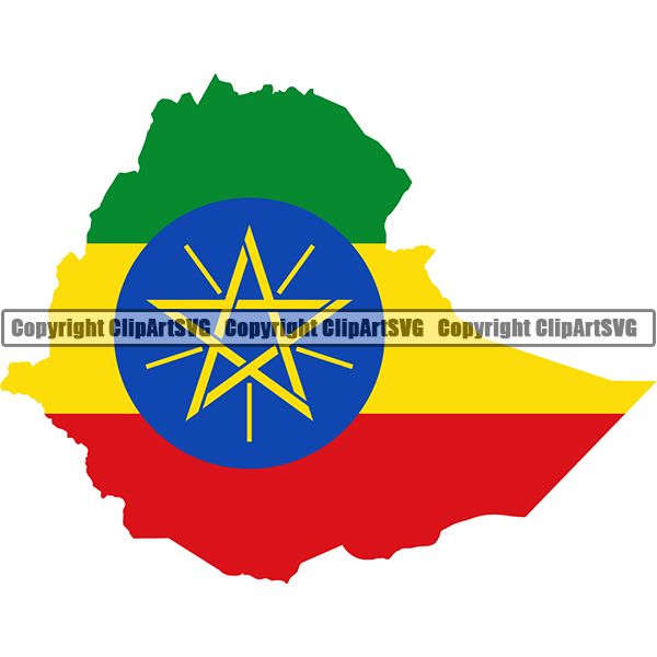 Country Flag Map Ethiopia ClipArt SVG