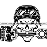 Mechanic Repair Shop Garage Motorcycle Helmet Piston Skull ClipArt SVG