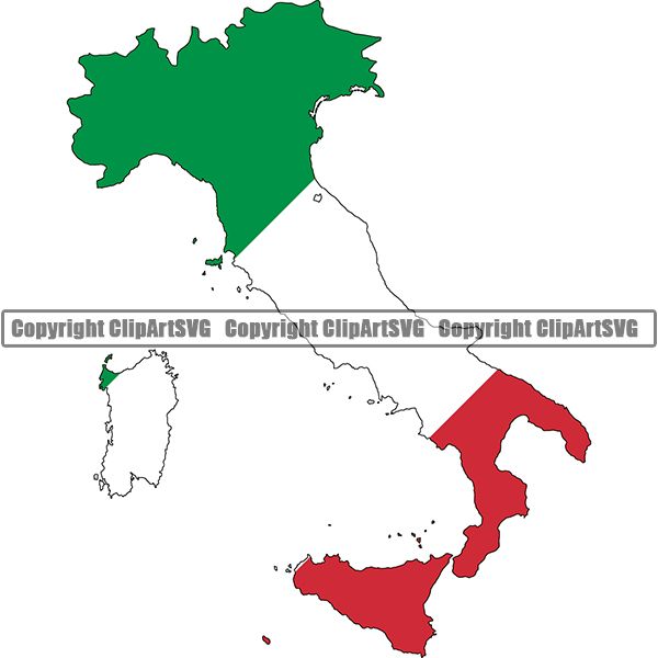 Country Flag Map Italy ClipArt SVG