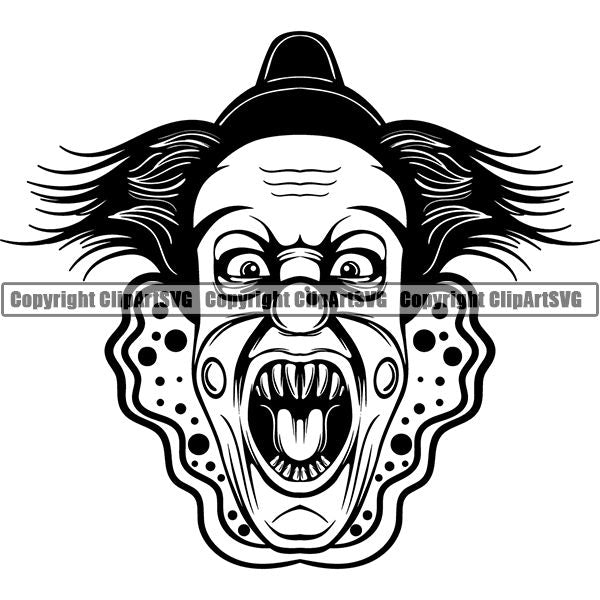 Evil Scary Clown ClipArt SVG