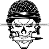 Military Weapon Soldier Hat Bullet Skull ClipArt SVG