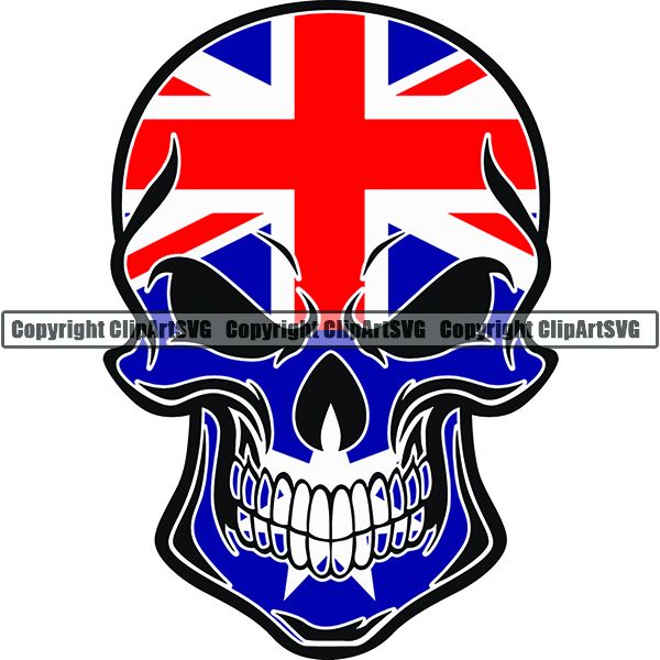 Country Flag Skull Australia ClipArt SVG