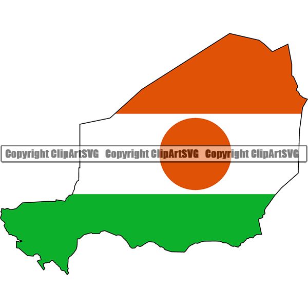Country Flag Map Niger ClipArt SVG