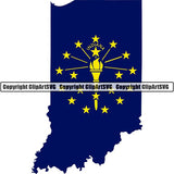 State Flag Map Indiana ClipArt SVG