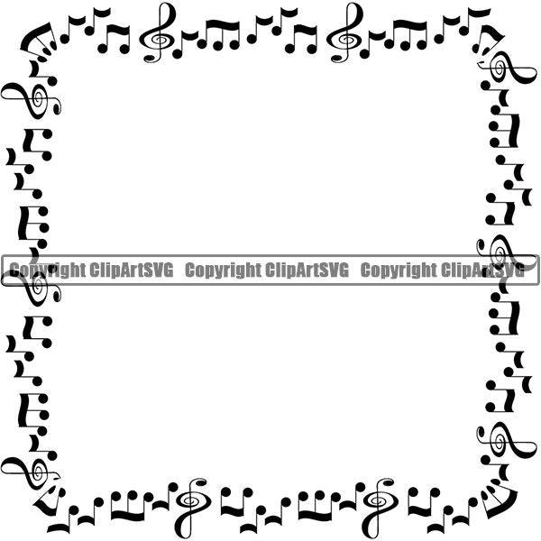 Music Design Element Frame Border Notes Scattered Square ClipArt SVG