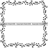 Music Design Element Frame Border Notes Scattered Square ClipArt SVG