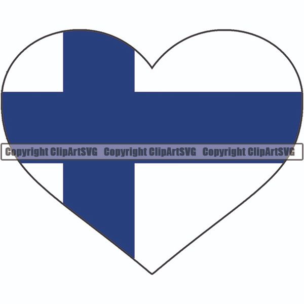 Country Flag Heart Finland ClipArt SVG