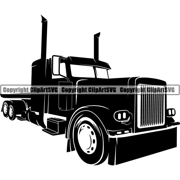 Truck Driver Trucking Trucker Driving Transportation Semi Tractor Trailer Logo ClipArt SVG