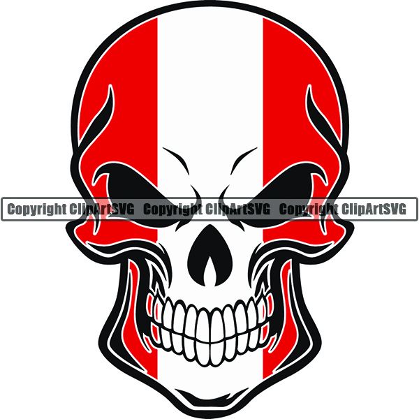 Country Flag Skull Peru ClipArt SVG
