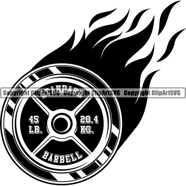 Gym Sports Bodybuilding Fitness Muscle Fire ClipArt SVG