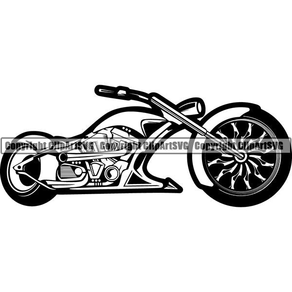 Motorcycle Bike Chopper ClipArt SVG