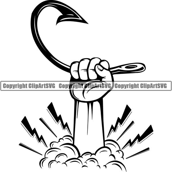 Sports Game Fishing Hunting Fish Hunt Hook ClipArt SVG