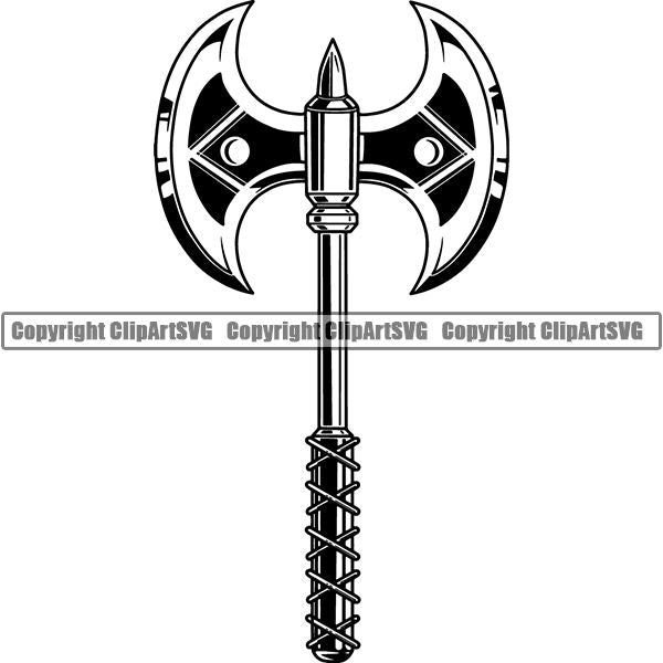 Viking Warrior Axe Double ClipArt SVG