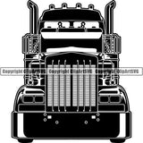 Truck Driver Trucking Trucker Driving Transportation Semi Flatbed Tractor Trailer ClipArt SVG