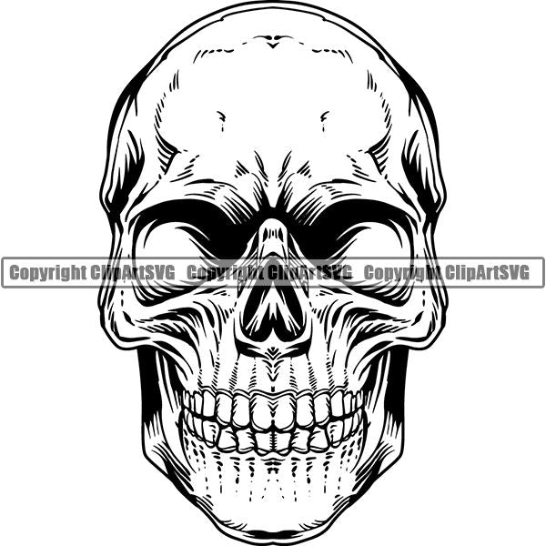 Skull Skeleton Head Tattoo Tat ClipArt SVG