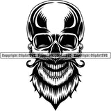 Skull Skeleton Beard Tattoo Tat ClipArt SVG