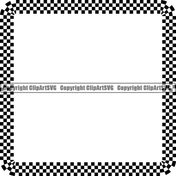 Sports Car Motorcycle Run Running Bike Race Racing Racer Race Design Element Frame Border Checkerboard Checkered Checker Straight Square ClipArt SVG