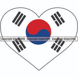 Country Flag Heart South Korea ClipArt SVG