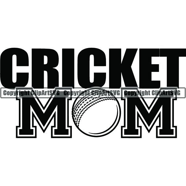 Sports Game Cricket Mom ClipArt SVG