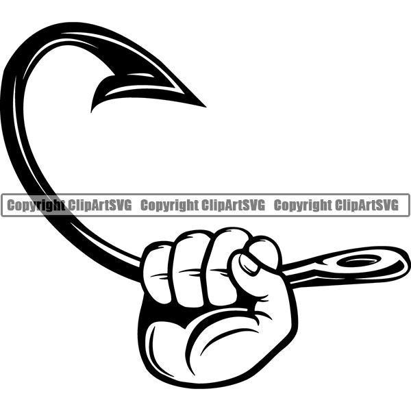 Sports Game Fishing Hunting Fish Hunt Hook ClipArt SVG