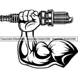 Mechanic Repair Shop Garage Engine Spark Plug ClipArt SVG