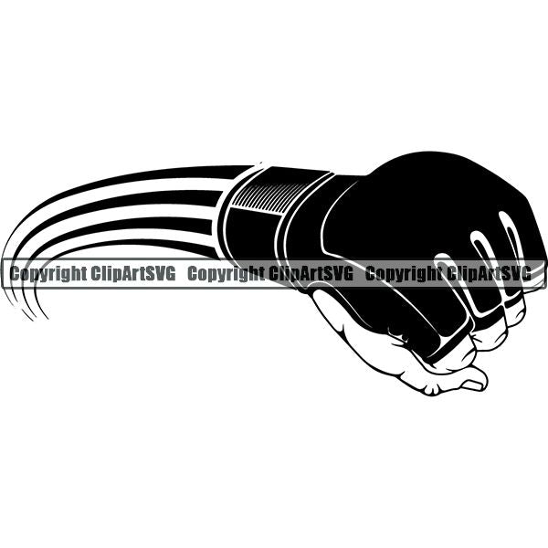Sports Boxing Boxer MMA Fighter Glove Motion ClipArt SVG