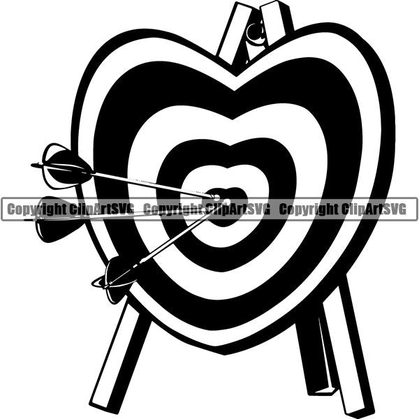 Sports Game Archery Heart  ClipArt SVG