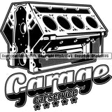 Mechanic Repair Shop Garage Engine Block Logo ClipArt SVG