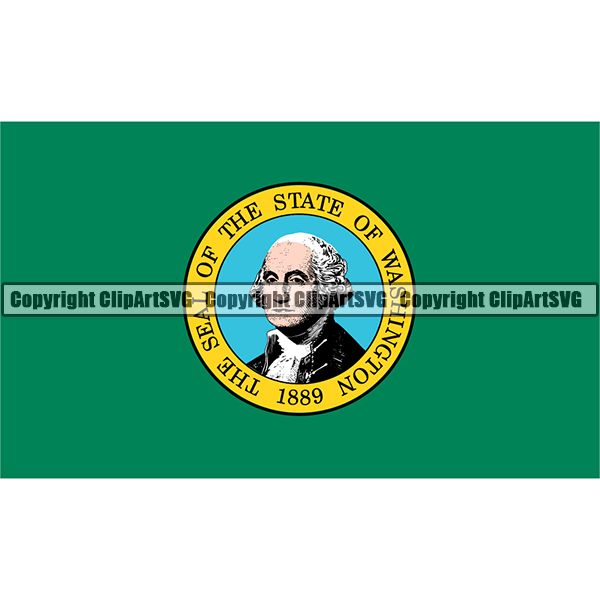 State Flag Square Washington ClipArt SVG