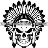 Native American Indian Skull ClipArt SVG