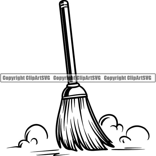 Maid Cleaning Service Housekeeping Housekeeper Broom ClipArt SVG