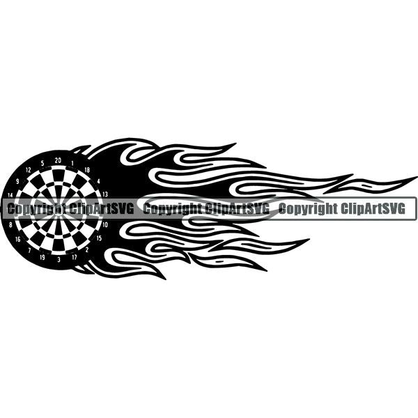 Sports Game Darts Board Flame ClipArt SVG