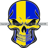 Country Flag Skull Sweden ClipArt SVG