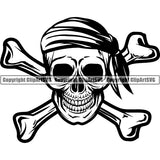 Pirate Sea Gangster Criminal Warrior Skull Crossbones ClipArt SVG