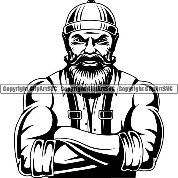 Construction Woodworking Carpenter Lumberjack Logo ClipArt SVG